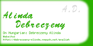 alinda debreczeny business card